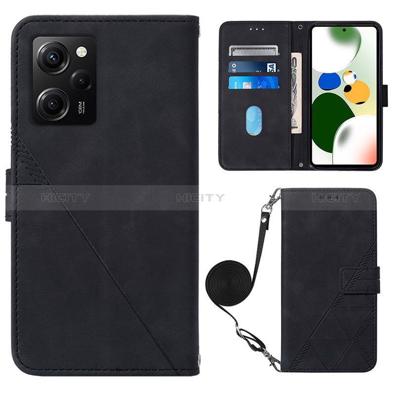 Coque Portefeuille Livre Cuir Etui Clapet YB1 pour Xiaomi Poco X5 Pro 5G Noir Plus
