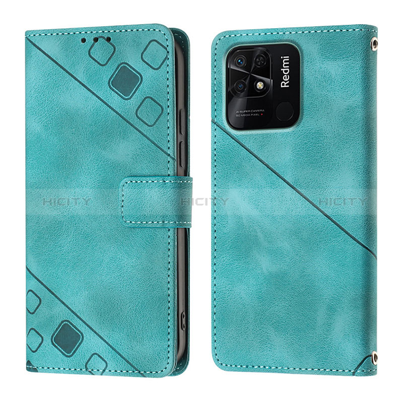 Coque Portefeuille Livre Cuir Etui Clapet YB1 pour Xiaomi Redmi 10 India Vert Plus