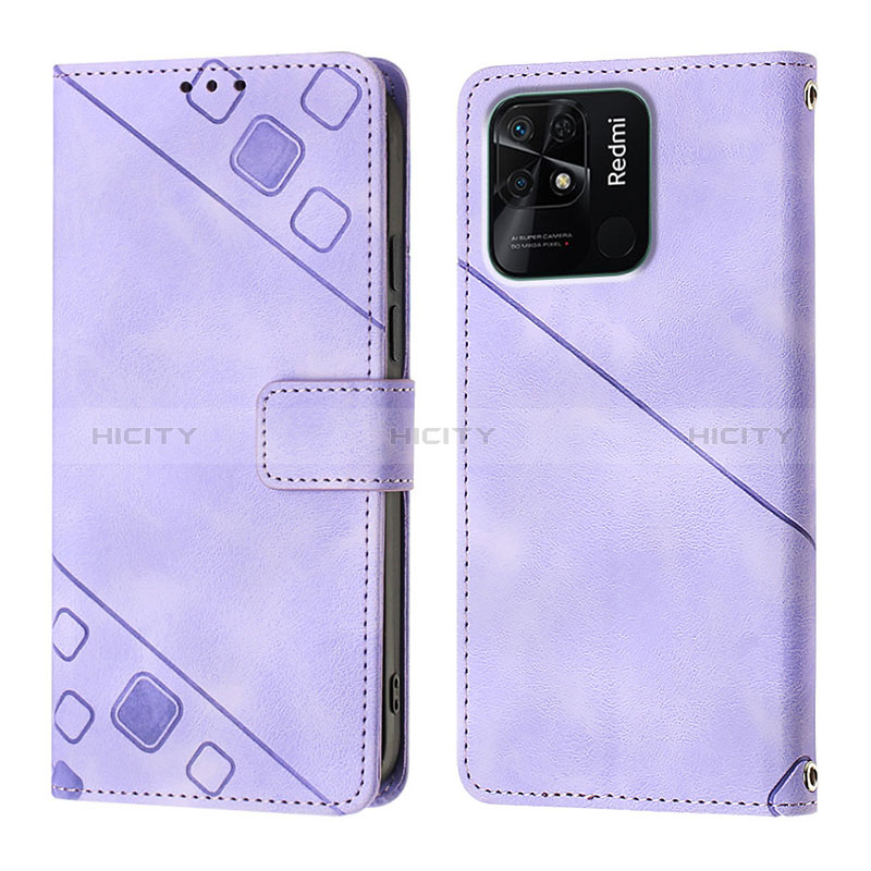 Coque Portefeuille Livre Cuir Etui Clapet YB1 pour Xiaomi Redmi 10 Power Violet Plus