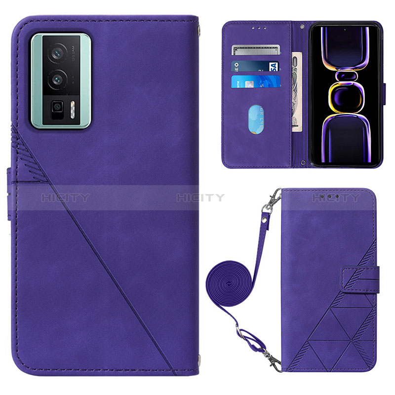 Coque Portefeuille Livre Cuir Etui Clapet YB1 pour Xiaomi Redmi K60 5G Violet Plus