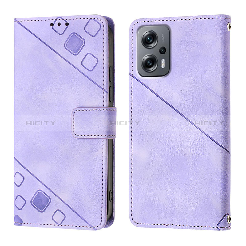 Coque Portefeuille Livre Cuir Etui Clapet YB1 pour Xiaomi Redmi Note 11T Pro 5G Violet Plus