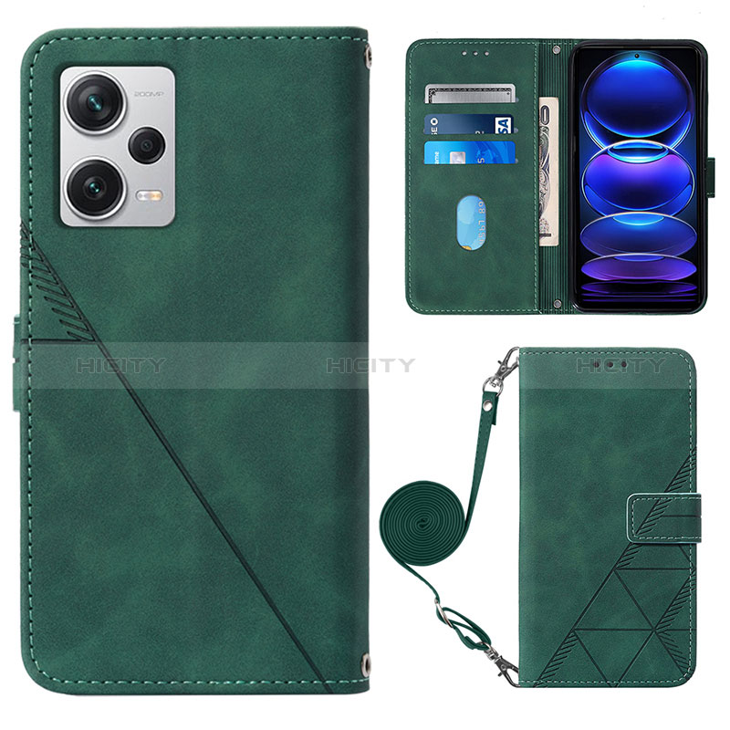 Coque Portefeuille Livre Cuir Etui Clapet YB1 pour Xiaomi Redmi Note 12 Explorer Vert Plus