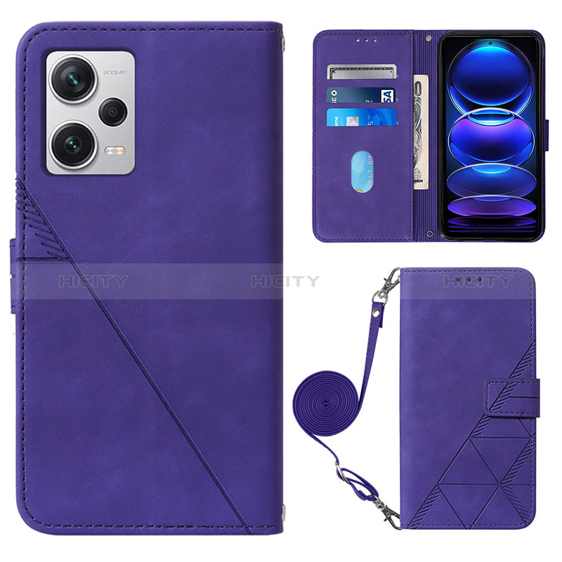 Coque Portefeuille Livre Cuir Etui Clapet YB1 pour Xiaomi Redmi Note 12 Explorer Violet Plus