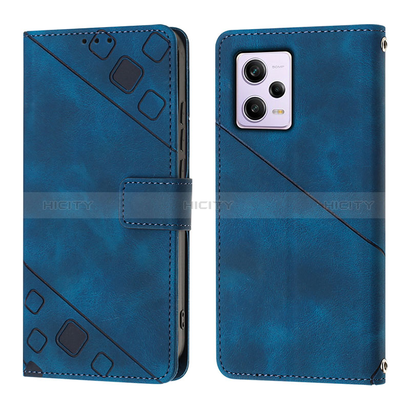 Coque Portefeuille Livre Cuir Etui Clapet YB1 pour Xiaomi Redmi Note 12 Pro 5G Bleu Plus