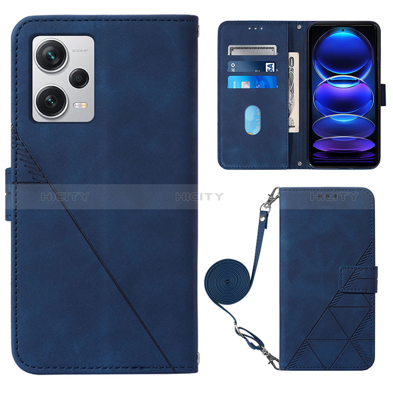 Coque Portefeuille Livre Cuir Etui Clapet YB1 pour Xiaomi Redmi Note 12 Pro+ Plus 5G Bleu Plus