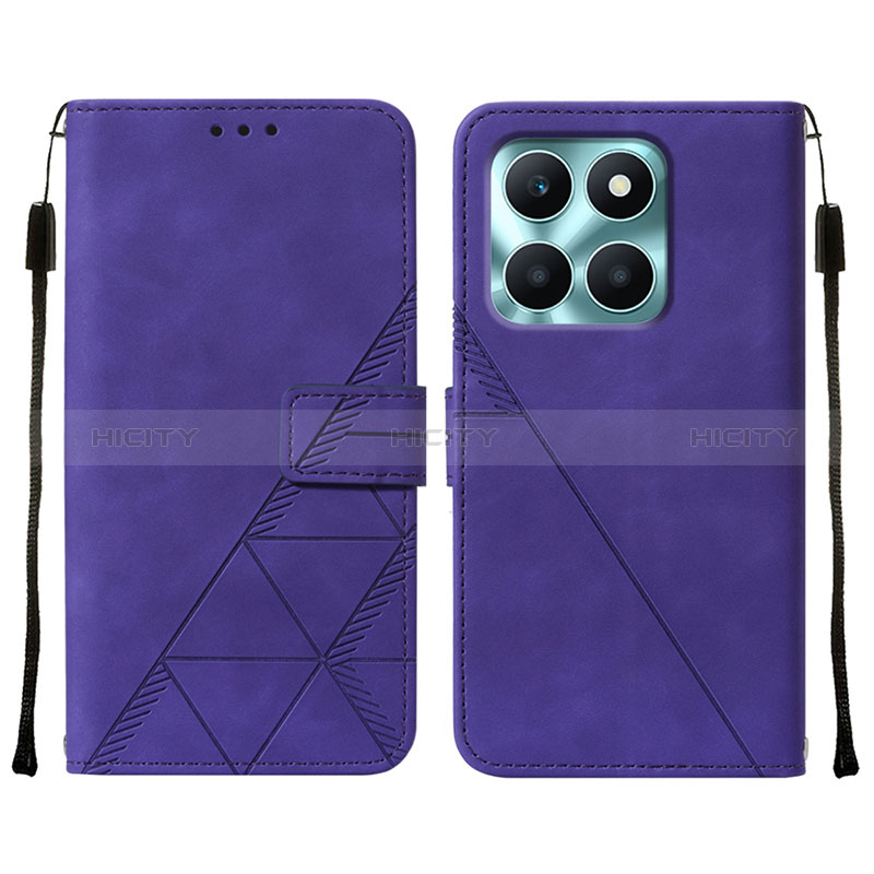 Coque Portefeuille Livre Cuir Etui Clapet YB2 pour Huawei Honor X6a Violet Plus