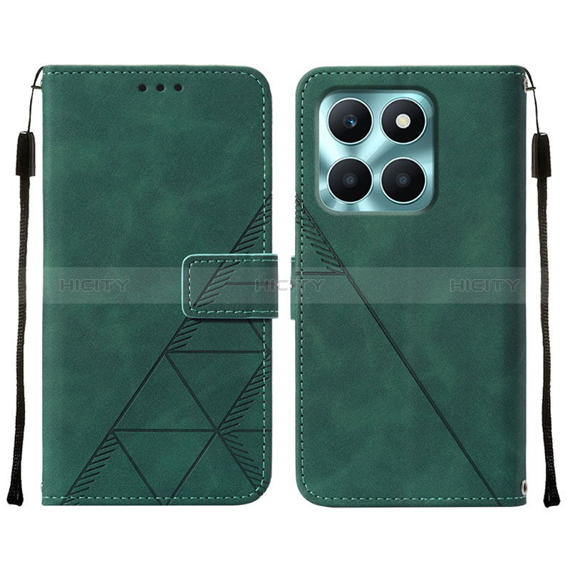 Coque Portefeuille Livre Cuir Etui Clapet YB2 pour Huawei Honor X8b Vert Plus