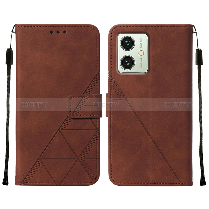 Coque Portefeuille Livre Cuir Etui Clapet YB2 pour Motorola Moto G54 5G Marron Plus