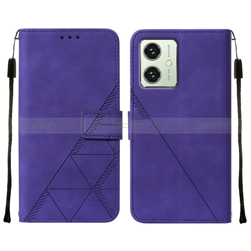 Coque Portefeuille Livre Cuir Etui Clapet YB2 pour Motorola Moto G54 5G Violet Plus