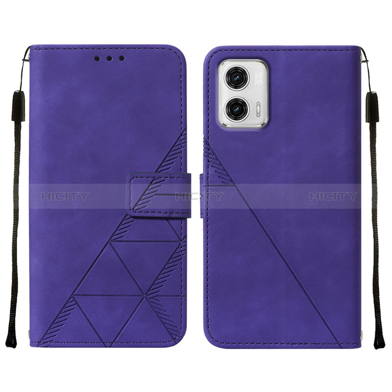 Coque Portefeuille Livre Cuir Etui Clapet YB2 pour Motorola Moto G73 5G Violet Plus