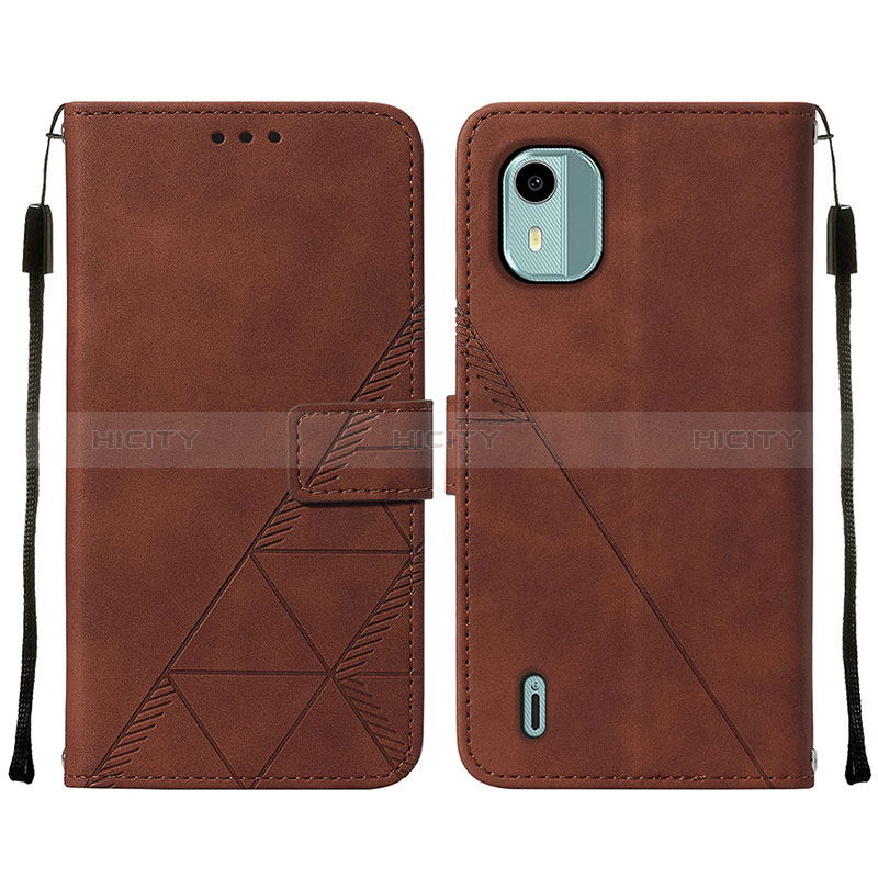 Coque Portefeuille Livre Cuir Etui Clapet YB2 pour Nokia C12 Marron Plus