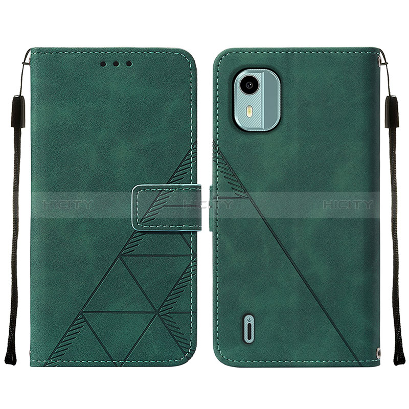 Coque Portefeuille Livre Cuir Etui Clapet YB2 pour Nokia C12 Plus Vert Plus