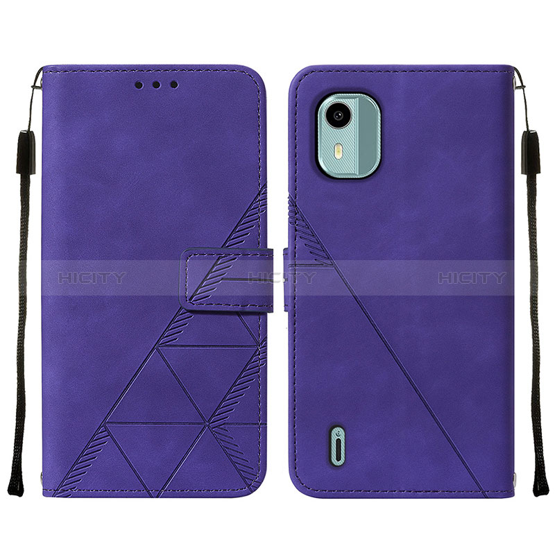 Coque Portefeuille Livre Cuir Etui Clapet YB2 pour Nokia C12 Plus Violet Plus