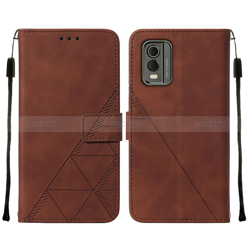 Coque Portefeuille Livre Cuir Etui Clapet YB2 pour Nokia C32 Marron Plus