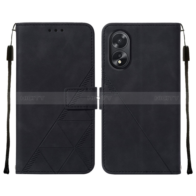 Coque Portefeuille Livre Cuir Etui Clapet YB2 pour Oppo A18 Noir Plus