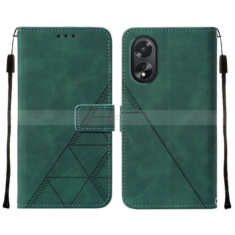 Coque Portefeuille Livre Cuir Etui Clapet YB2 pour Oppo A18 Vert Plus