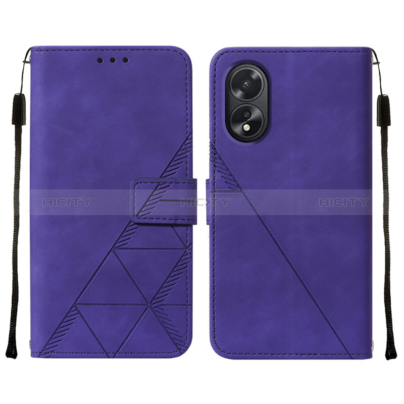 Coque Portefeuille Livre Cuir Etui Clapet YB2 pour Oppo A18 Violet Plus