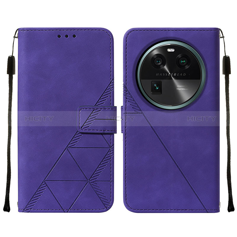 Coque Portefeuille Livre Cuir Etui Clapet YB2 pour Oppo Find X6 5G Violet Plus