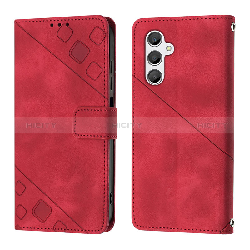 Coque Portefeuille Livre Cuir Etui Clapet YB2 pour Samsung Galaxy A25 5G Rouge Plus