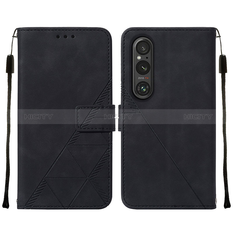 Coque Portefeuille Livre Cuir Etui Clapet YB2 pour Sony Xperia 1 V Noir Plus