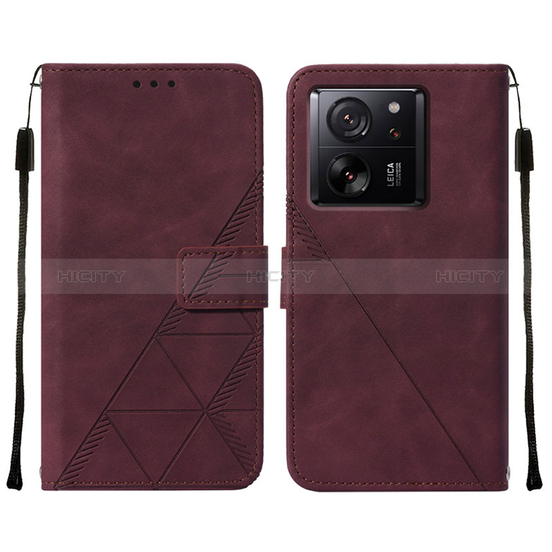 Coque Portefeuille Livre Cuir Etui Clapet YB2 pour Xiaomi Mi 13T 5G Rouge Plus