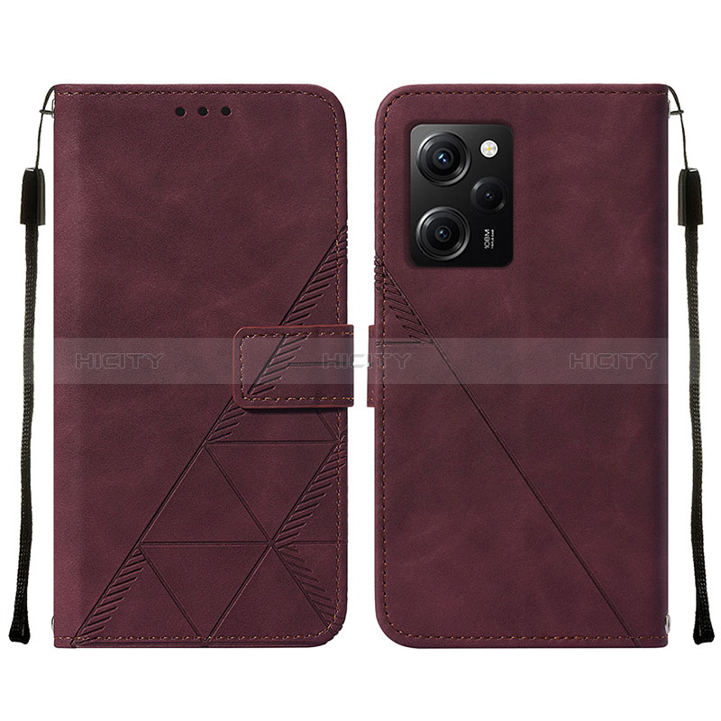 Coque Portefeuille Livre Cuir Etui Clapet YB2 pour Xiaomi Poco X5 Pro 5G Rouge Plus