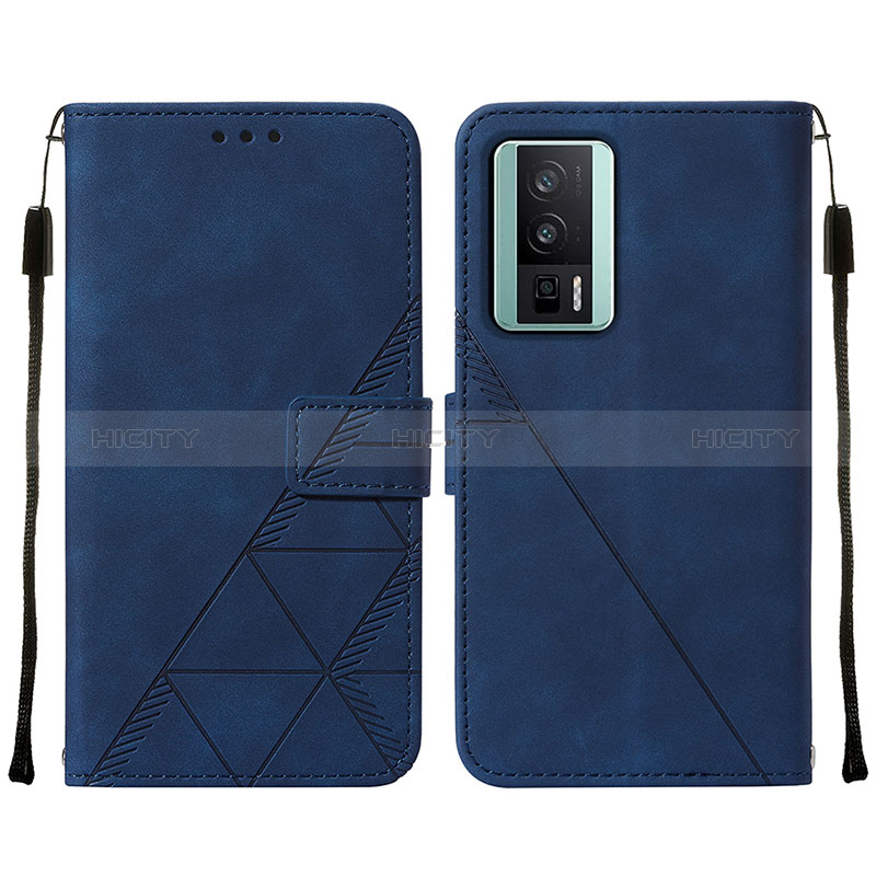 Coque Portefeuille Livre Cuir Etui Clapet YB2 pour Xiaomi Redmi K60 5G Bleu Plus