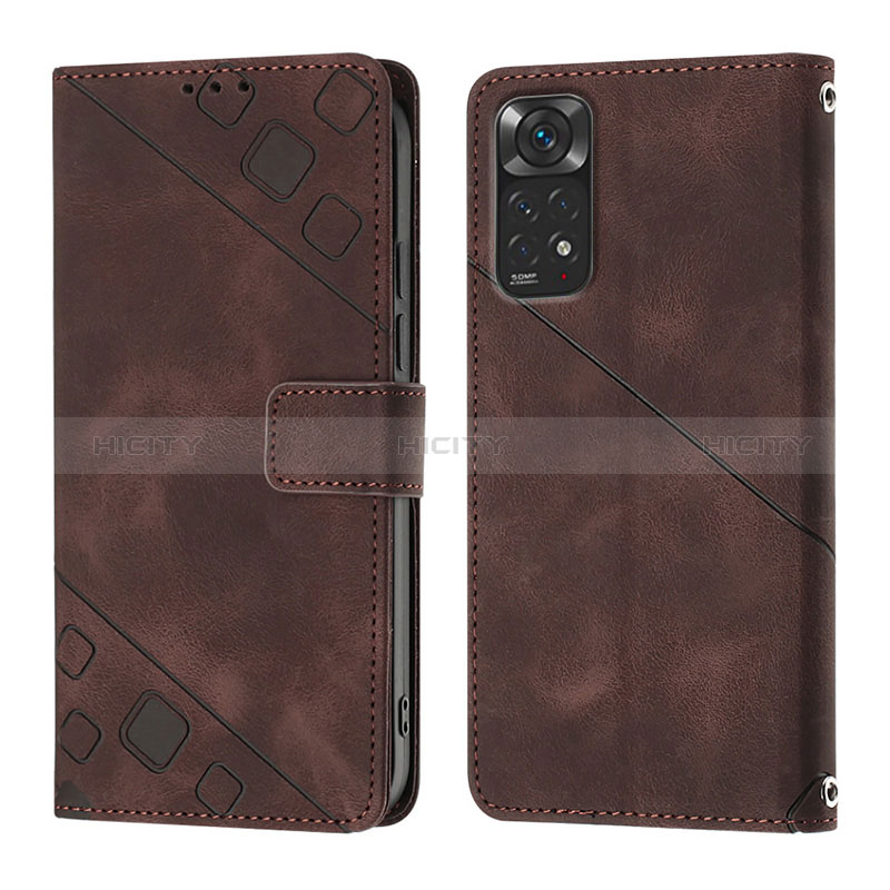 Coque Portefeuille Livre Cuir Etui Clapet YB2 pour Xiaomi Redmi Note 11 4G (2022) Marron Plus