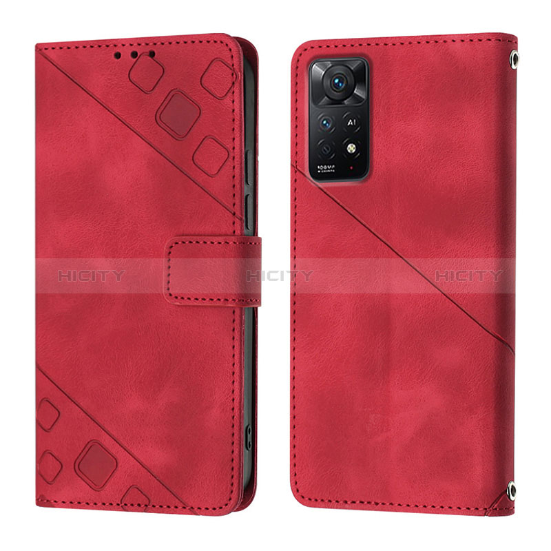 Coque Portefeuille Livre Cuir Etui Clapet YB2 pour Xiaomi Redmi Note 11 Pro 4G Rouge Plus