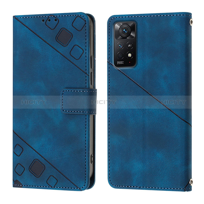 Coque Portefeuille Livre Cuir Etui Clapet YB2 pour Xiaomi Redmi Note 11 Pro 5G Bleu Plus