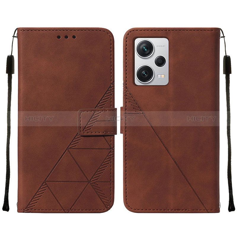 Coque Portefeuille Livre Cuir Etui Clapet YB2 pour Xiaomi Redmi Note 12 Explorer Marron Plus