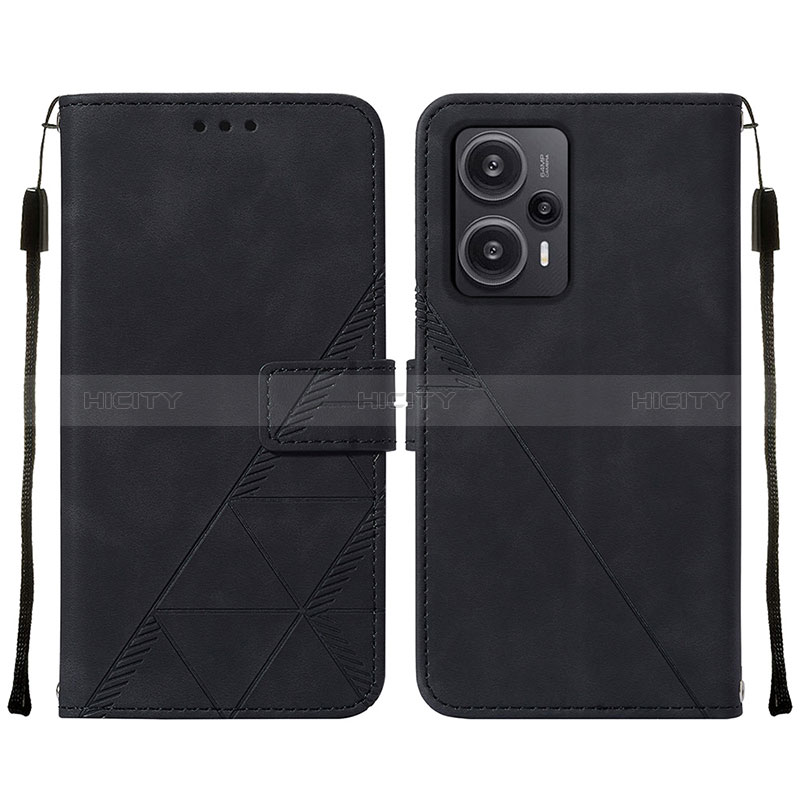 Coque Portefeuille Livre Cuir Etui Clapet YB2 pour Xiaomi Redmi Note 12 Turbo 5G Noir Plus