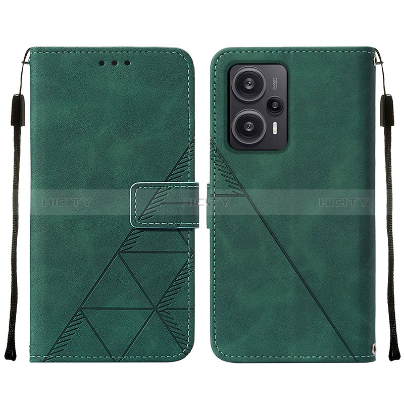 Coque Portefeuille Livre Cuir Etui Clapet YB2 pour Xiaomi Redmi Note 12 Turbo 5G Vert Plus