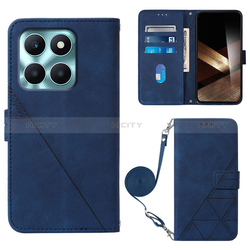 Coque Portefeuille Livre Cuir Etui Clapet YB3 pour Huawei Honor X8b Bleu Plus