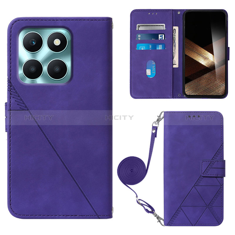 Coque Portefeuille Livre Cuir Etui Clapet YB3 pour Huawei Honor X8b Violet Plus