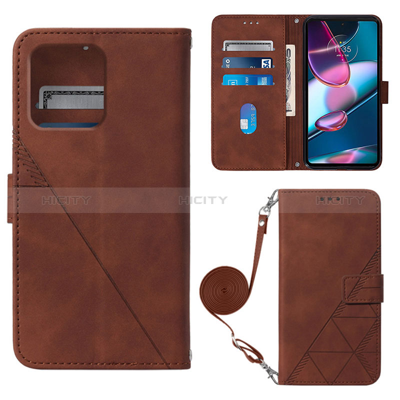 Coque Portefeuille Livre Cuir Etui Clapet YB3 pour Motorola Moto Edge 40 Pro 5G Marron Plus