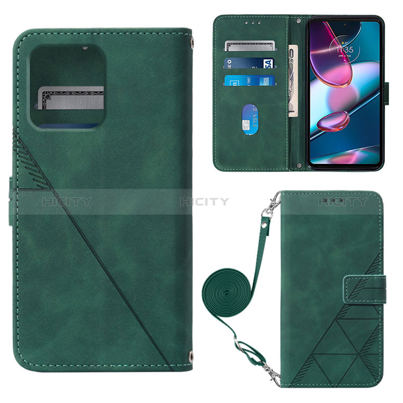 Coque Portefeuille Livre Cuir Etui Clapet YB3 pour Motorola Moto Edge 40 Pro 5G Vert Plus