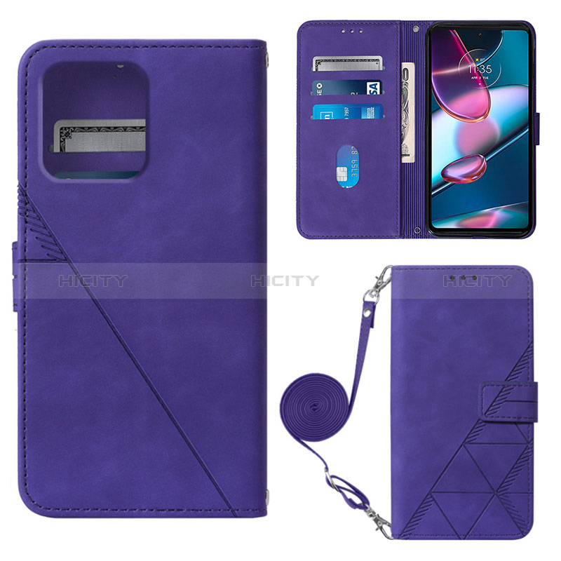 Coque Portefeuille Livre Cuir Etui Clapet YB3 pour Motorola Moto Edge 40 Pro 5G Violet Plus