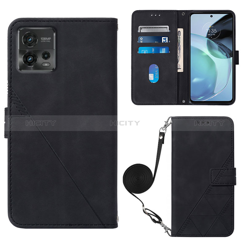 Coque Portefeuille Livre Cuir Etui Clapet YB3 pour Motorola Moto G72 Noir Plus