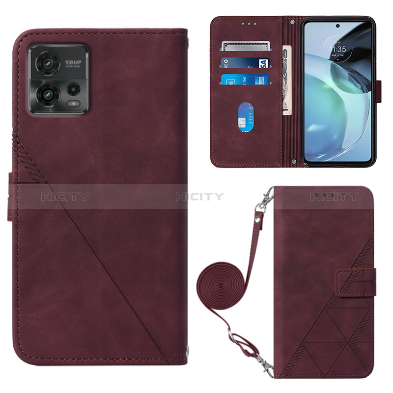 Coque Portefeuille Livre Cuir Etui Clapet YB3 pour Motorola Moto G72 Rouge Plus