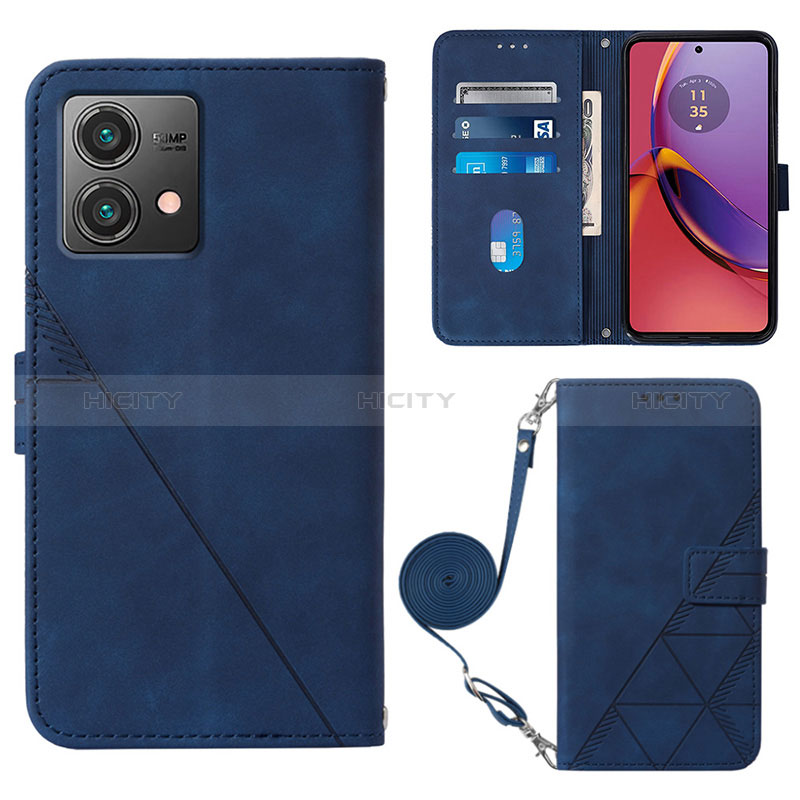 Coque Portefeuille Livre Cuir Etui Clapet YB3 pour Motorola Moto G84 5G Bleu Plus