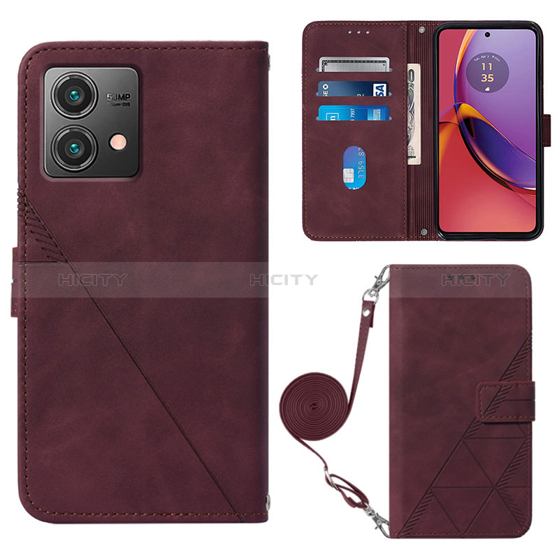 Coque Portefeuille Livre Cuir Etui Clapet YB3 pour Motorola Moto G84 5G Rouge Plus