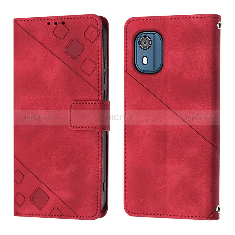 Coque Portefeuille Livre Cuir Etui Clapet YB3 pour Nokia C02 Rouge Plus