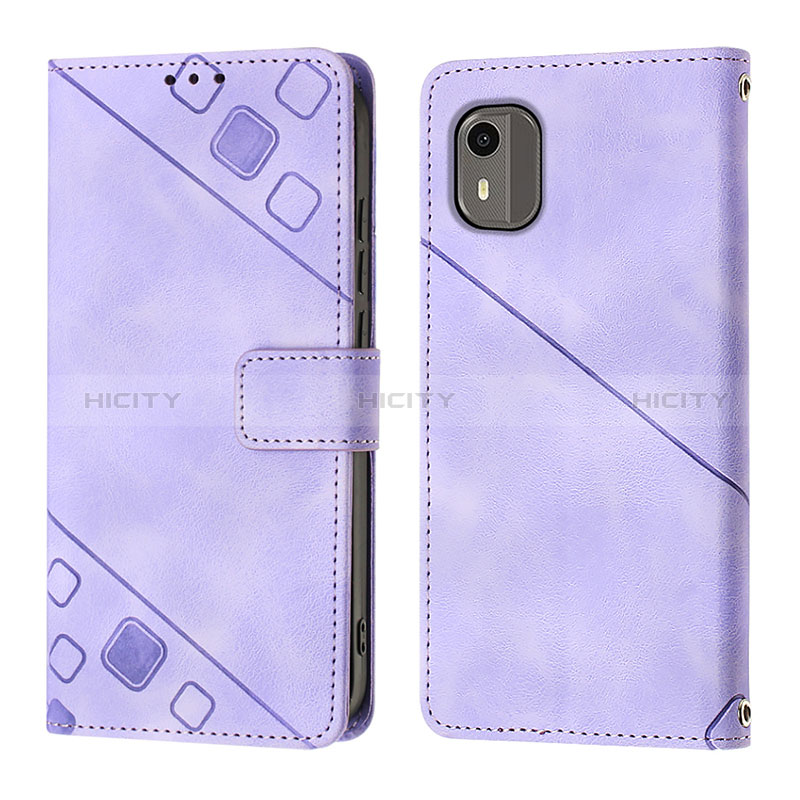 Coque Portefeuille Livre Cuir Etui Clapet YB3 pour Nokia C12 Plus Violet Plus