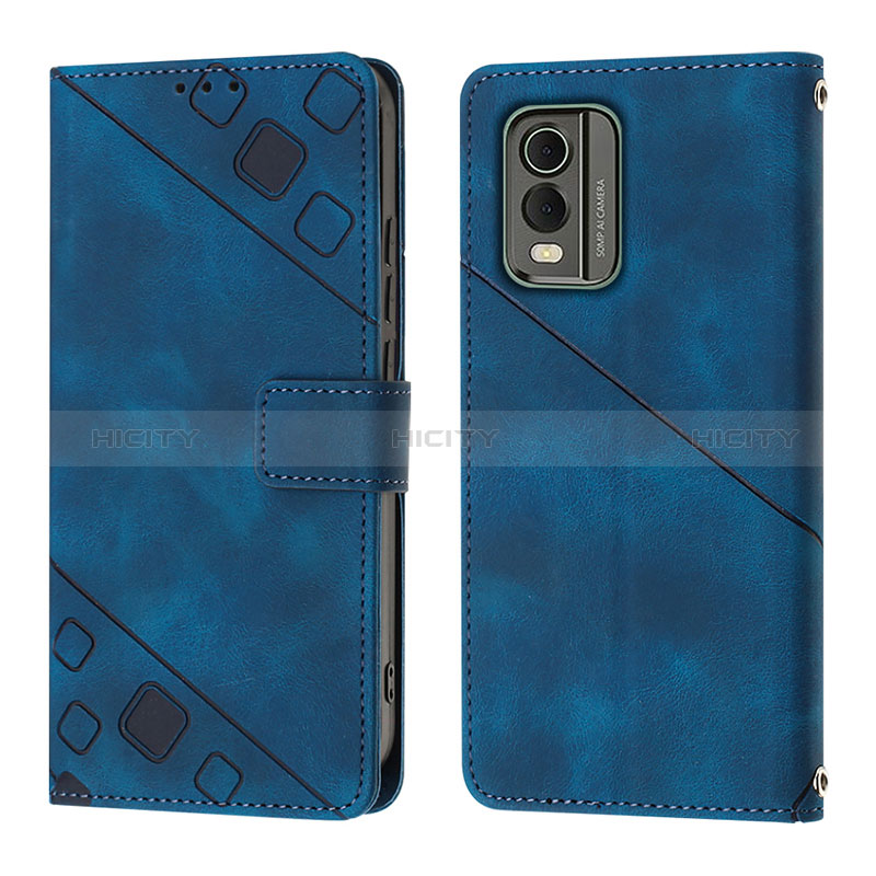 Coque Portefeuille Livre Cuir Etui Clapet YB3 pour Nokia C210 Bleu Plus