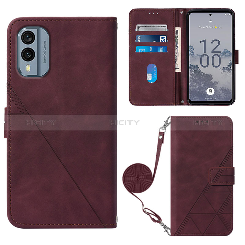 Coque Portefeuille Livre Cuir Etui Clapet YB3 pour Nokia X30 5G Rouge Plus