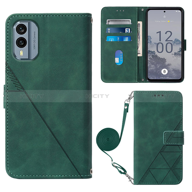 Coque Portefeuille Livre Cuir Etui Clapet YB3 pour Nokia X30 5G Vert Plus