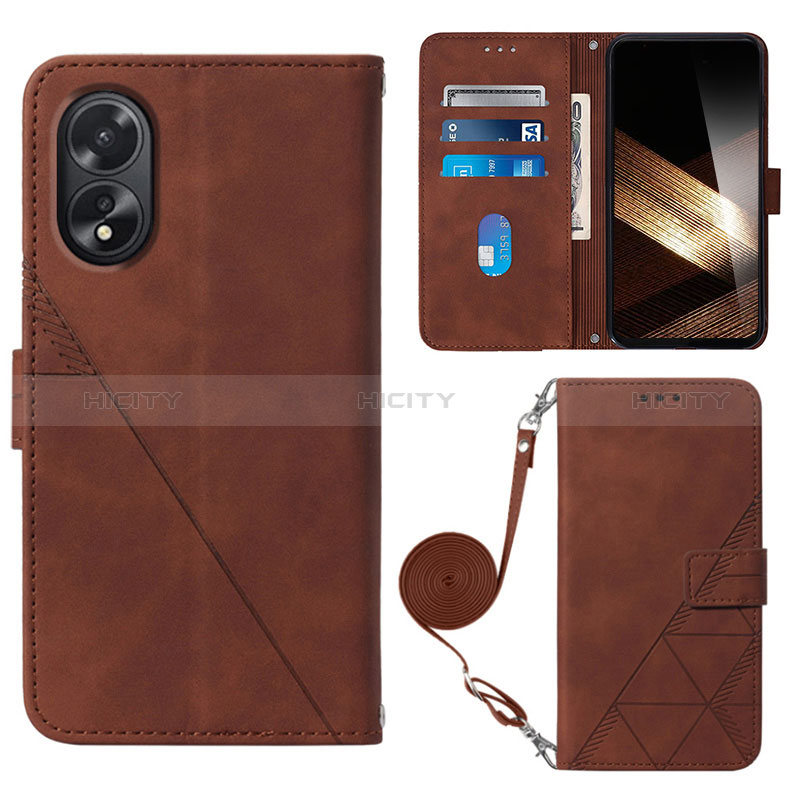 Coque Portefeuille Livre Cuir Etui Clapet YB3 pour Oppo A38 Marron Plus