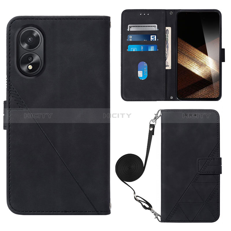 Coque Portefeuille Livre Cuir Etui Clapet YB3 pour Oppo A38 Noir Plus