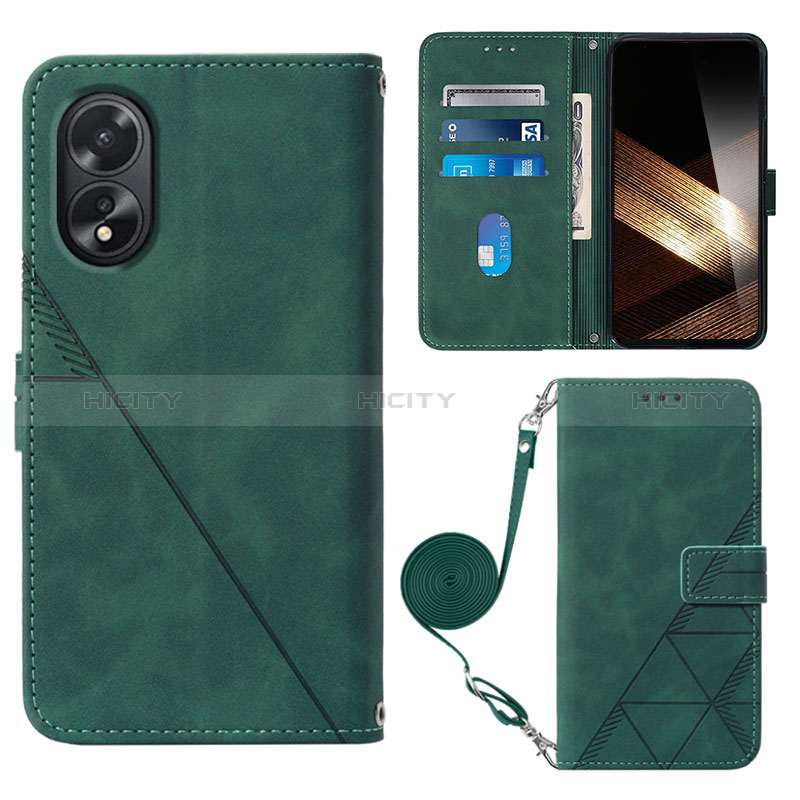 Coque Portefeuille Livre Cuir Etui Clapet YB3 pour Oppo A58 4G Vert Plus